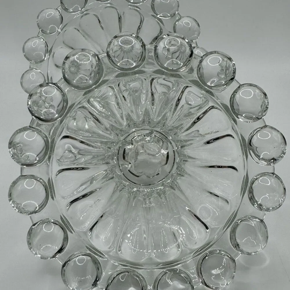 Vintage Anchor Hocking Boopie Glass Candlesticks Pair Clear Berwick MCM
